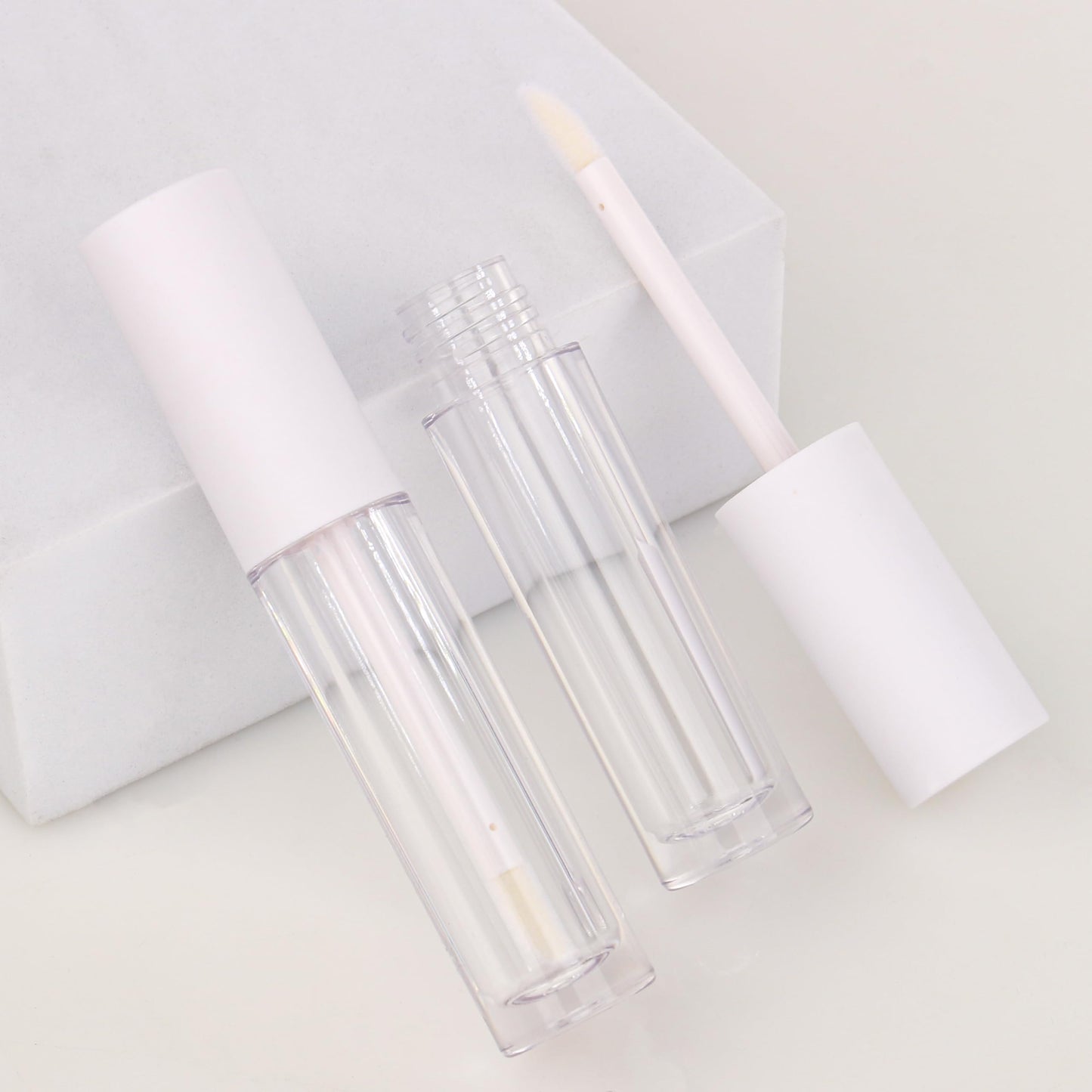 COSIDEA 26pcs 4ml Round empty lip gloss tubes bulk with wand white lipgloss bottle containers round