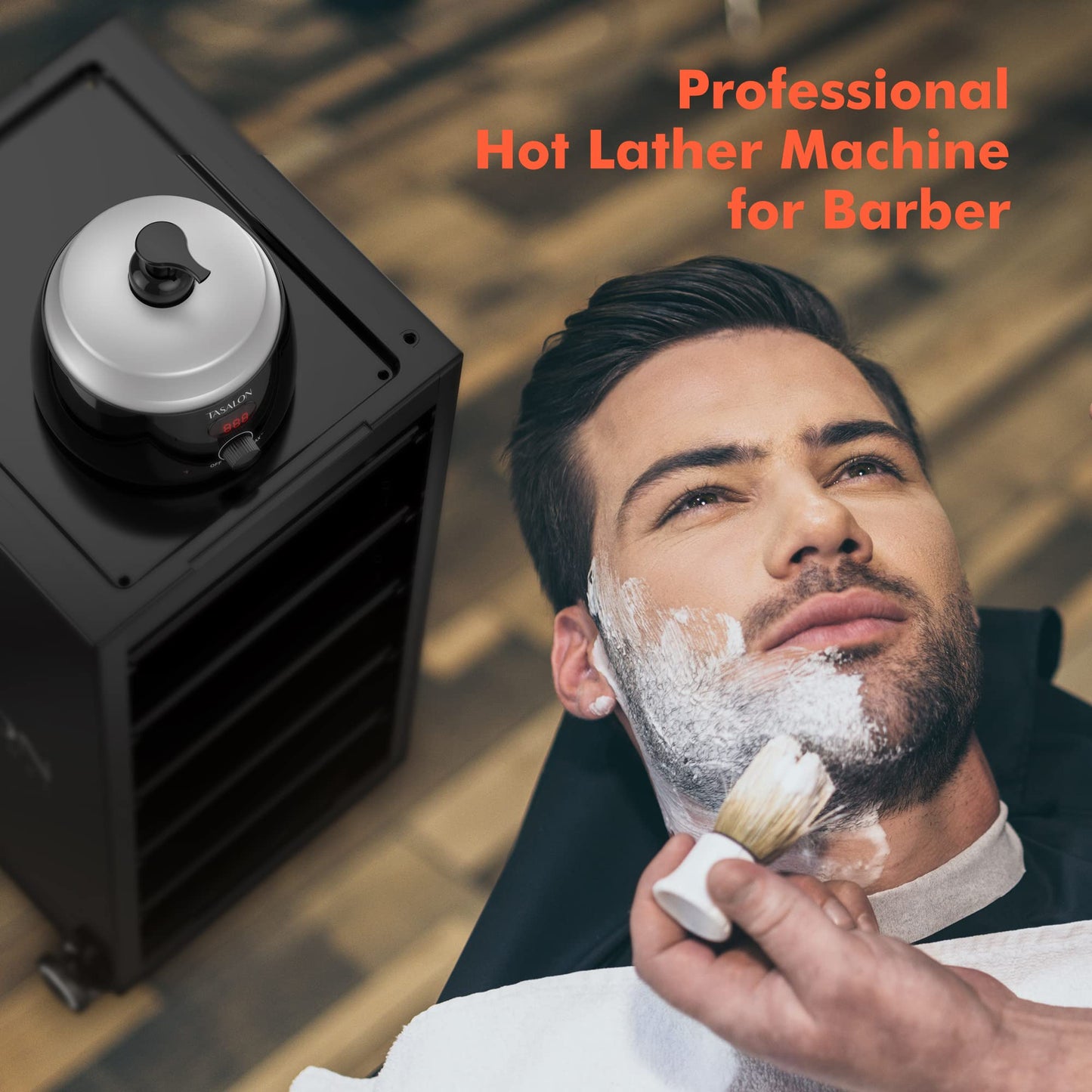 TASALON Professional Hot Lather Machine for Shaving -750ml Large Capacity Professional Lather Maker for Men Face Shaving, Shaving Foam Machine for Home Use Salon Barber Shop With 2 pumps