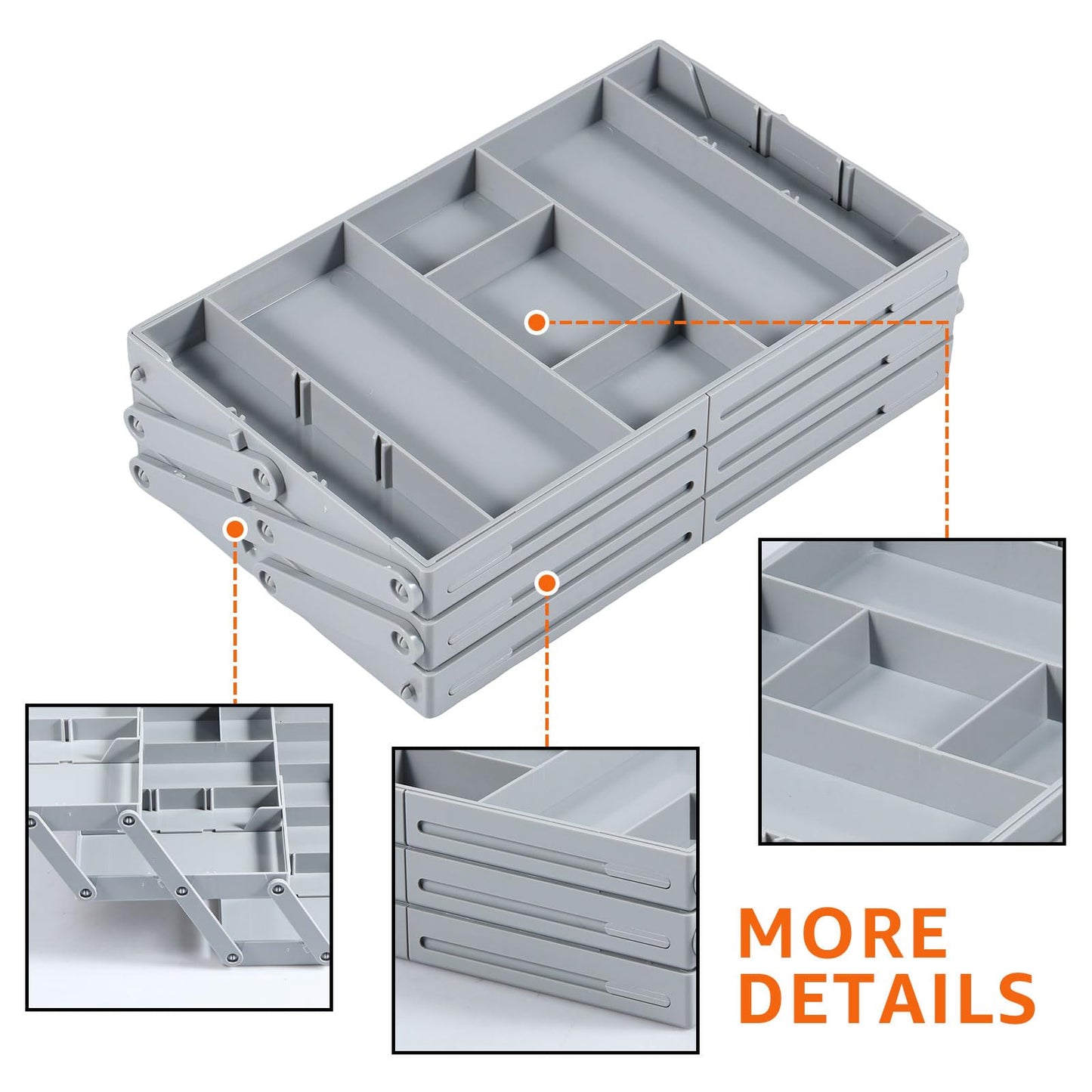 2/3 Tier Drawer Organizer Collapsible Drawer Organizer Tray, Expandable Junk Drawer Organizer, Multi Level Dresser Drawer Organizers Adjustable Storage Trays for Makeup, Jewelry (Single Row 3 Tiers)