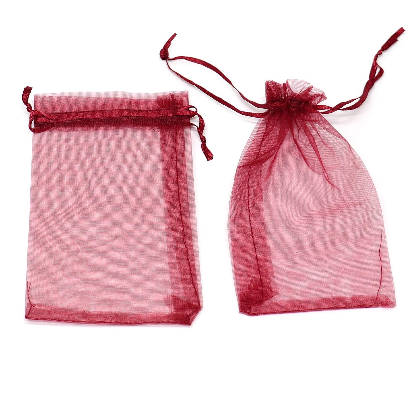 Bezall 100Pcs Wine Red Organza Bags, 4x6 inch Mesh Bags Drawstring Gift Bag Jewelry Pouches for Candy Wedding Favors Christmas