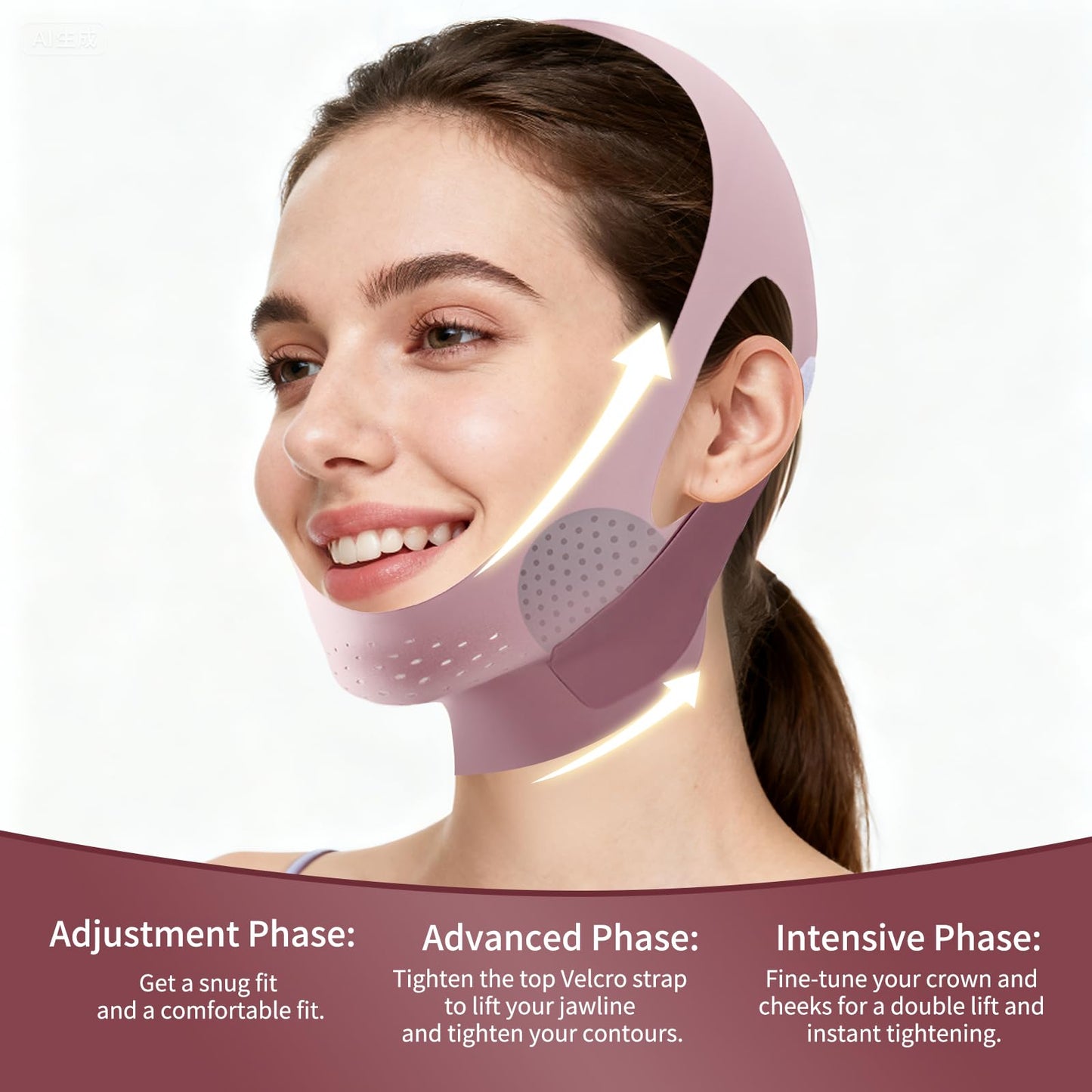 Chin Strap for Sleeping, Graphene Double Chin Reducer Eliminator for Women, Reusable V Line Lifting Mask Face Slimming Strap, Breathable Jawline Exerciser Lifting & Firming Prevent Sagging