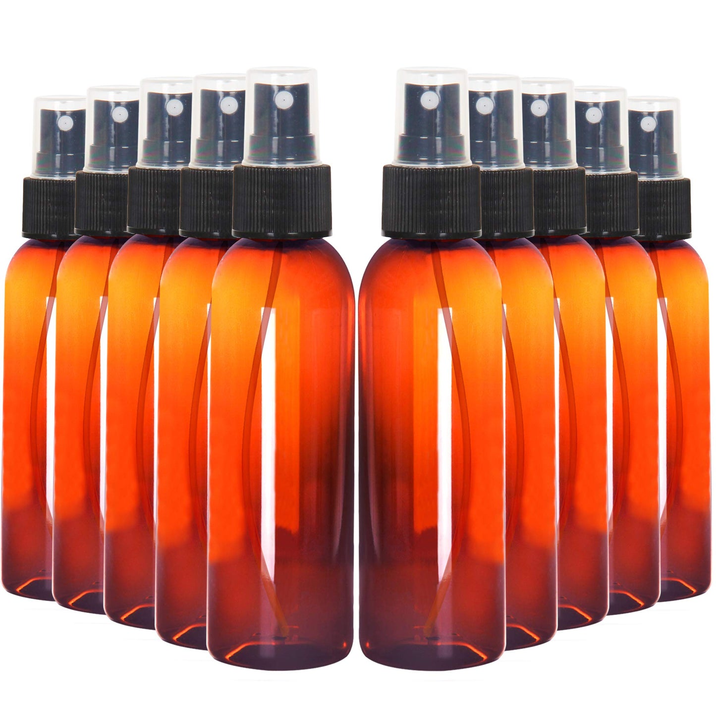 Youngever 10 Pack Spray Bottles 4 Ounce, Refillable Plastic With Lids, Empty Fine Mist Mini Travel Bottles (Amber)