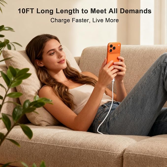 iPhone 17 Pro Max Charger Fast Charging, 40W USB C iPhone 17 16 15 Fast Charger Block with 10FT Long Woven Type C Charging Cable Cord for iPhone 17/17 Pro Max/17 Pro/Air/16/16 Pro Max/15/15 Pro Max