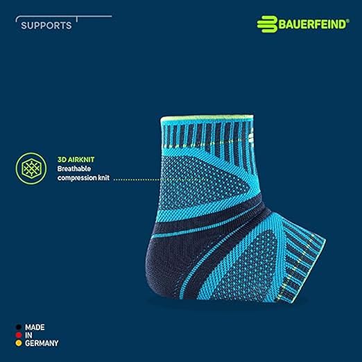 Bauerfeind Sports Ankle Support Dynamic - Ankle Compression Sleeve for Freedom of Movement - 3D AirKnit Fabric for Breathability - Premium Quality & Washable (S, Rivera)
