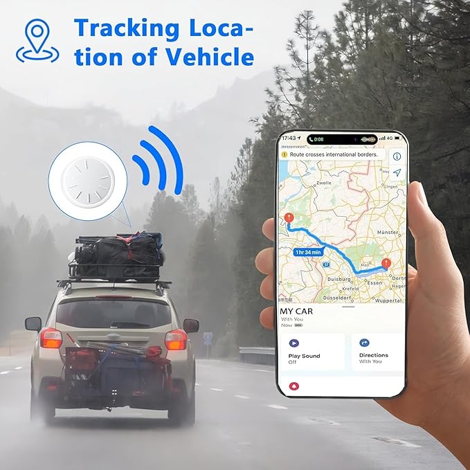 GPS Car Tracker,Tracker Device for Vehicles,No Monthly Fee Car Locator Work with Apple Find My(iOS Only),Mini GPS Tracker with Magnetic Case (White,1PCS)