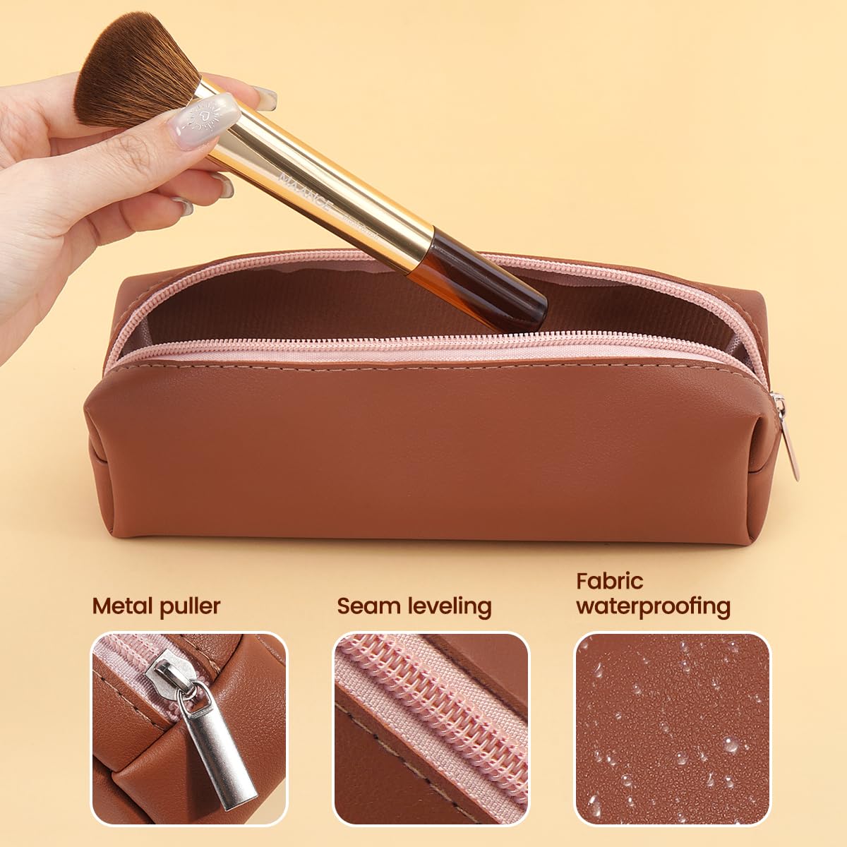 MAANGE 13 PCS Makeup Brushes Professional Make Up Brushes Premium Synthetic Powder Concealers Brushes Travel Makeup Brush Set with Case (Gold)