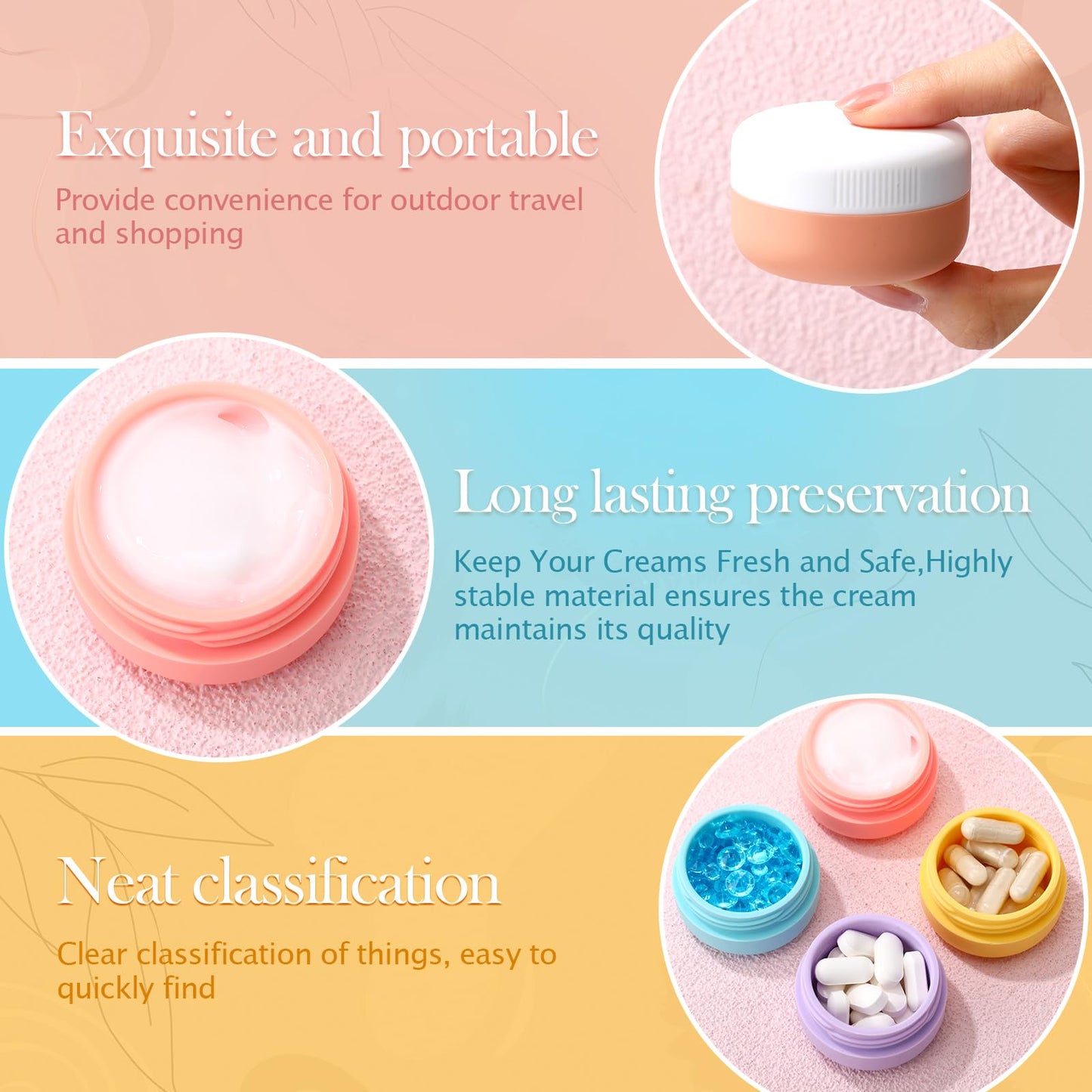 Meanplan 8 Pcs Travel Containers for Toiletries 1 Oz/ 30 ml Small Silicone Cream Jars with Lids Mini Cosmetic Jars Refillable Travel Moisturizer Container for Makeup Face Body Hand Cream