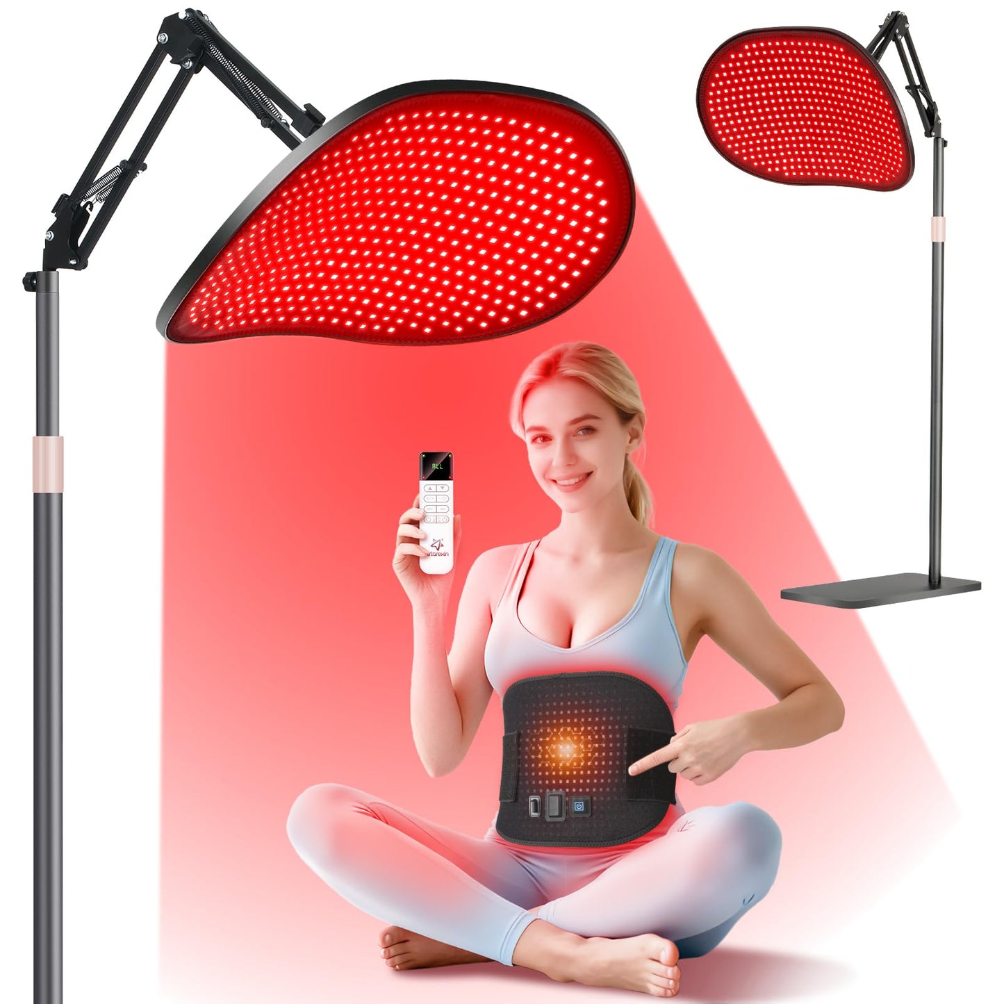 Astarexin Red Light Therapy for Face Body, 2-in-1 Infrared 432 LEDs Light Therapy with 660nm & 850nm Near Redlight Device Large Panel with Wireless Remote Stand Timer