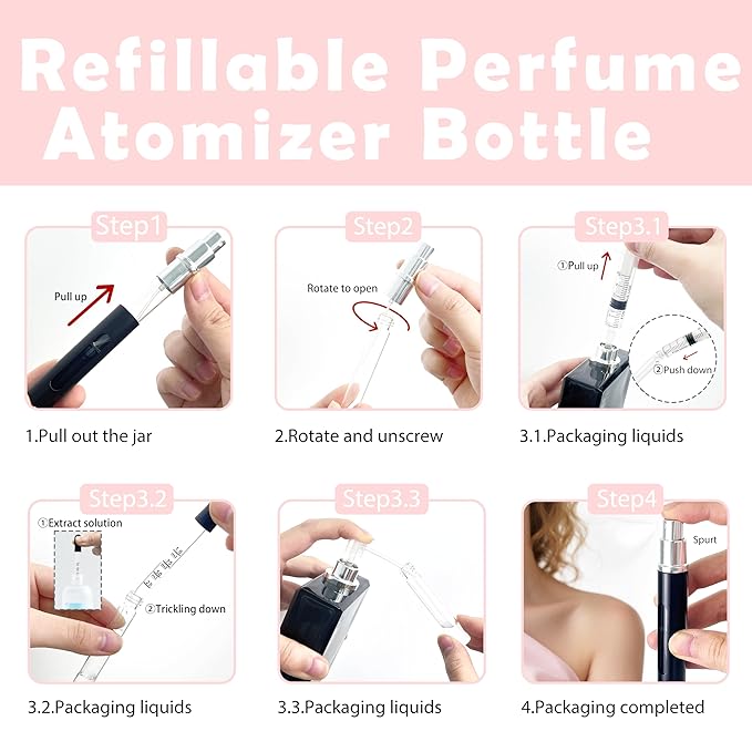 2 Pack Refillable Mini Perfume Atomizer Bottle，Portable Separate Bottles，Travel and Outings Spray Boxes Dispensers 5ml/0.2oz (Red)