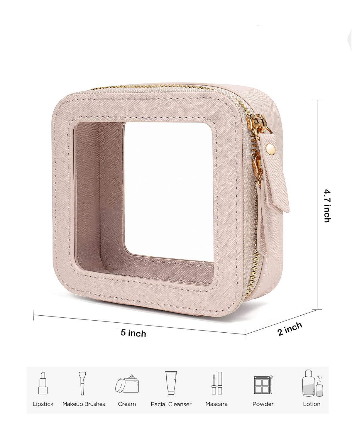 Small Clear Makeup Bag, Mini Clear Makeup Pouch Cute Make Up Bag for Purse Travel Essentials Toiletry Bag Waterproof Cosmetic Bag with Zipper Car Organizer Car Essentials for Women