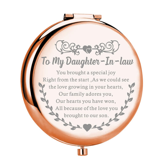 MYOSPARK Daughter in Law Gifts to My Daughter-in-Law Wedding Compact Makeup Mirror Bride to Be Gift from Mother in Law (Daughter-in-Law Mirror)