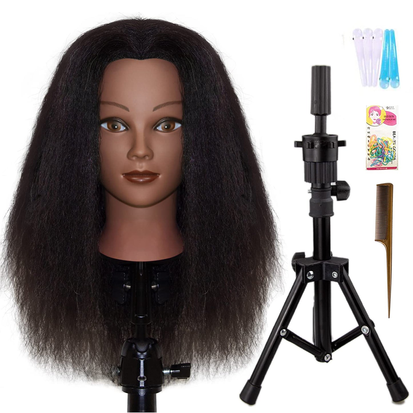 Mannequins Head 16" 100% Real Human Hair Braiding Styling Head With Stand
