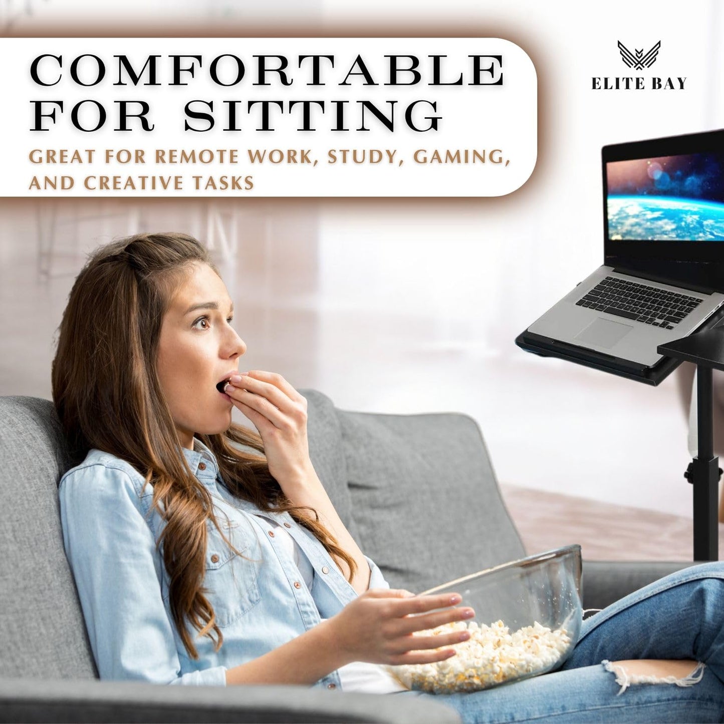 ELITE BAY Adjustable Work-from-Home Working Station, Black