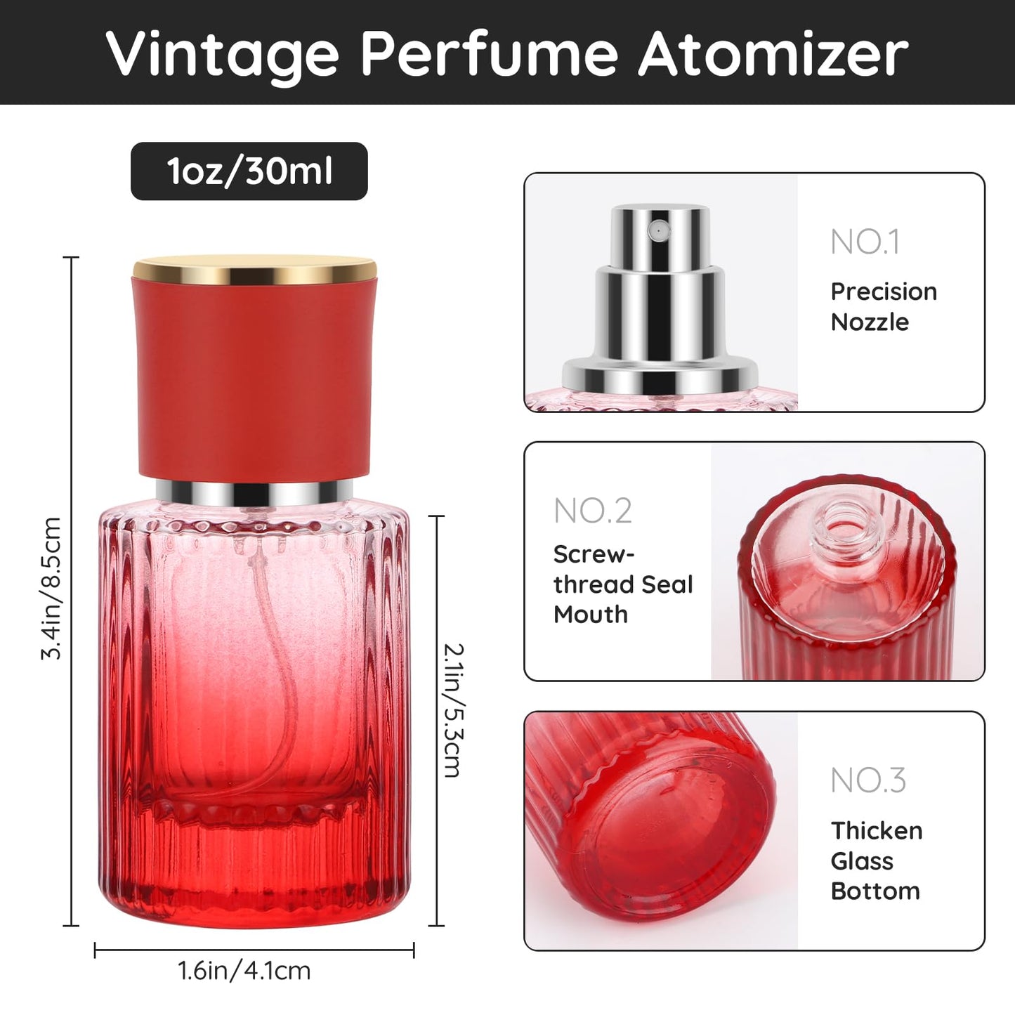 Segbeauty Refillable Perfume Spray Bottle, 1oz Glass Travel Perfume Bottles Container for Cologne with Dispensing Tool, 4 Packs Red 30ml Mini Empty Travel Cologne Atomizer Sprayer for Men Women