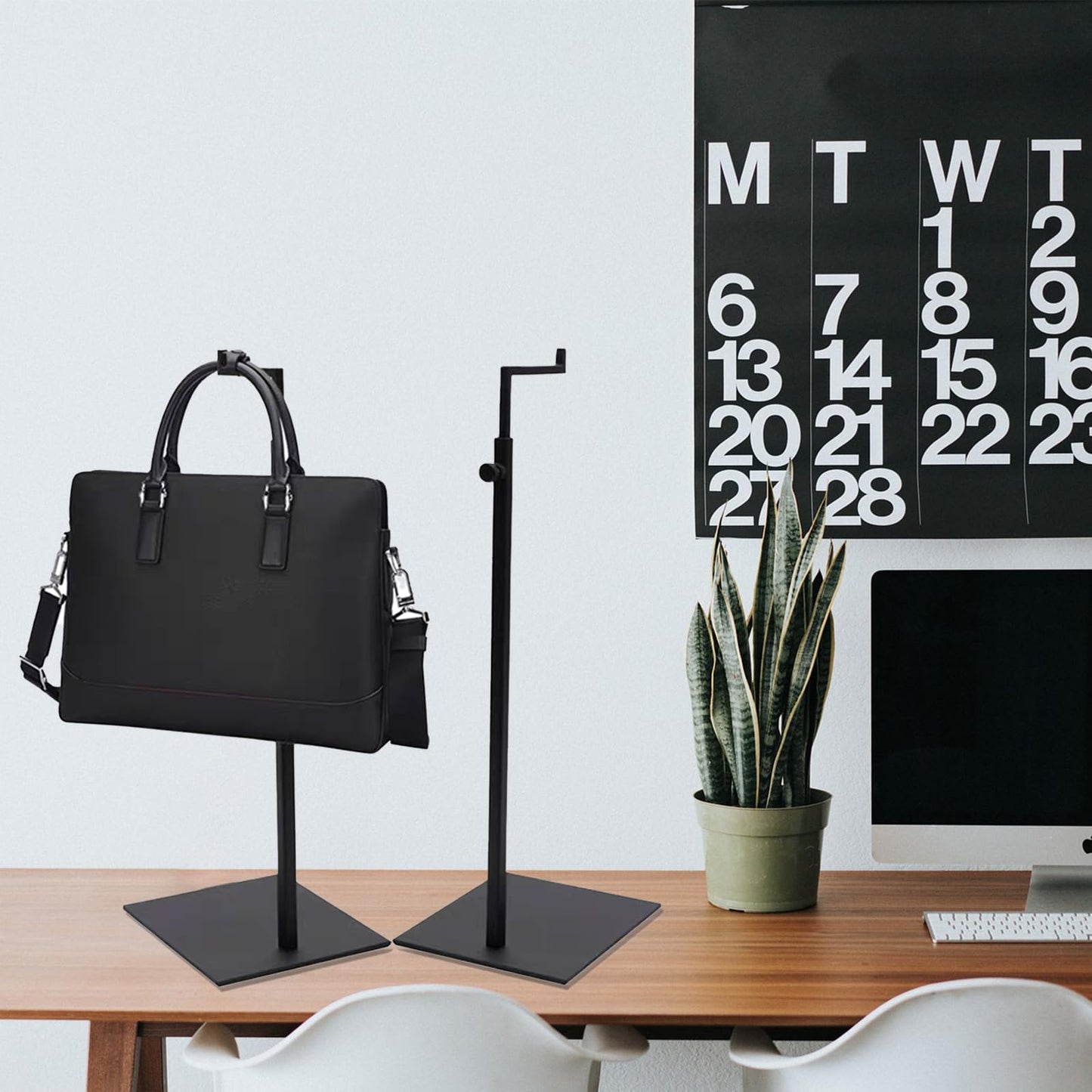 K KAIDIYIN Purse Display Stand - 2 Pack Solid Black Bag Display Rack Stands, Counter Adjustable Height Stainless Steel Purse Handbag Holder Display Stand