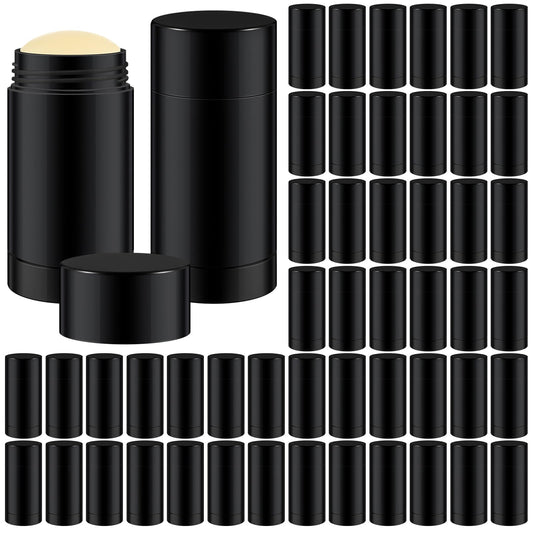 Teenyyou 50 Pcs 30 ml Empty Deodorant Containers Twistup Filling Stick Plastic Deodorant Container Refillable Bottles Bottomfill Round Lip Balm Tubes Cylinder for DIY Lip Balm (Black)