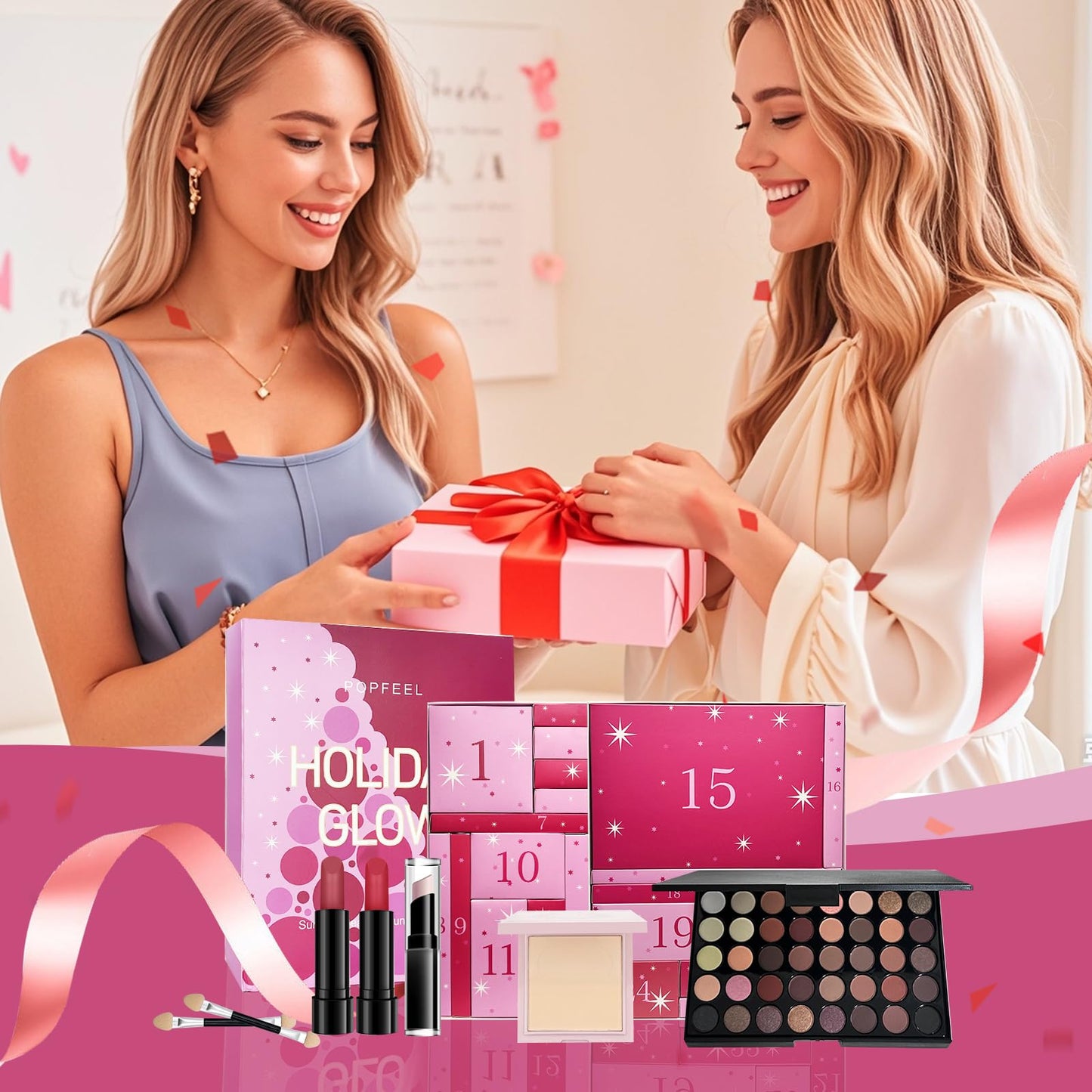 Makeup Advent Calendar 2025, 24 Days Countdown Surprises Calendar Make up Gift Set, Christmas Gift Makeup Kits For Women Teens Girls With Eyeshadow Palette, Lipsticks, and Cosmetic Tools