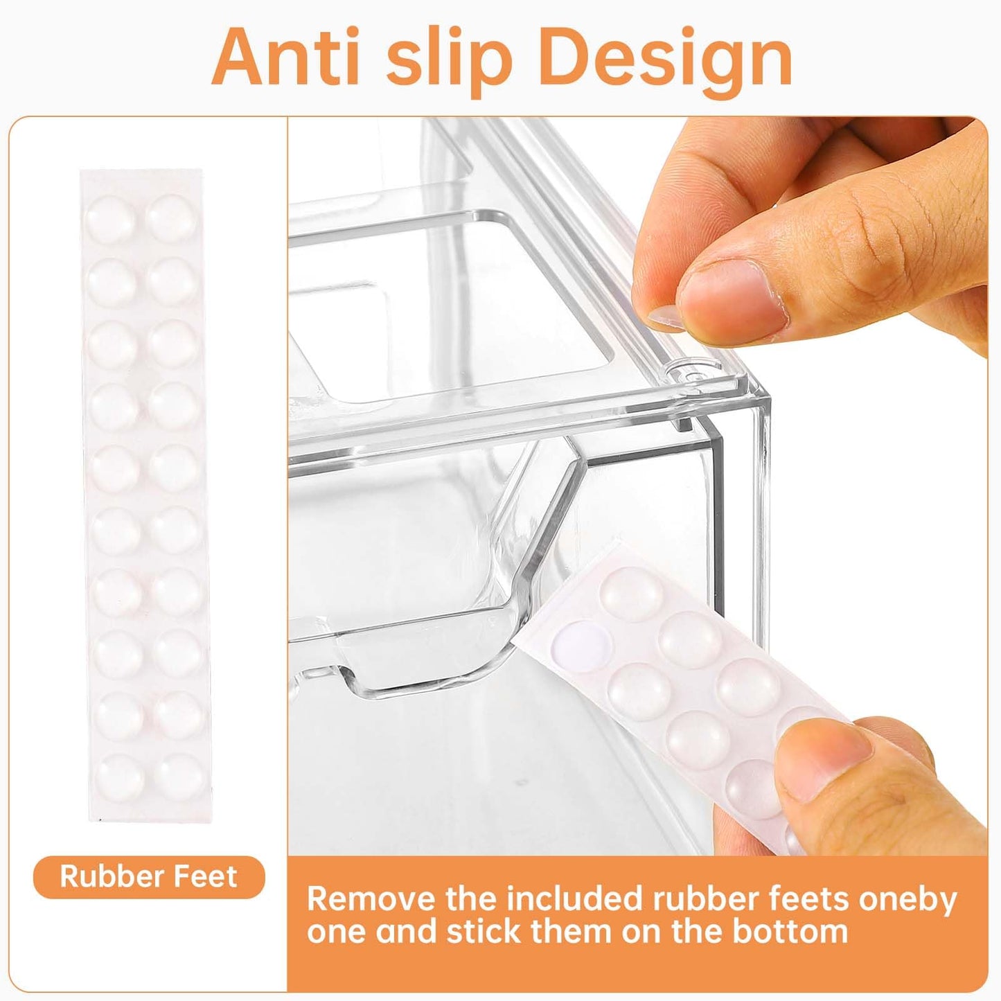 Stebopum 8 Pack Stackable Makeup Organizer, 4.4'' Tall Acrylic Bathroom Makeup Organizer and Storage Drawer with Pull-out Handle, Clear Plastic Storage Bins for Vanity,Pantry,Desk,Undersink,Kitchen