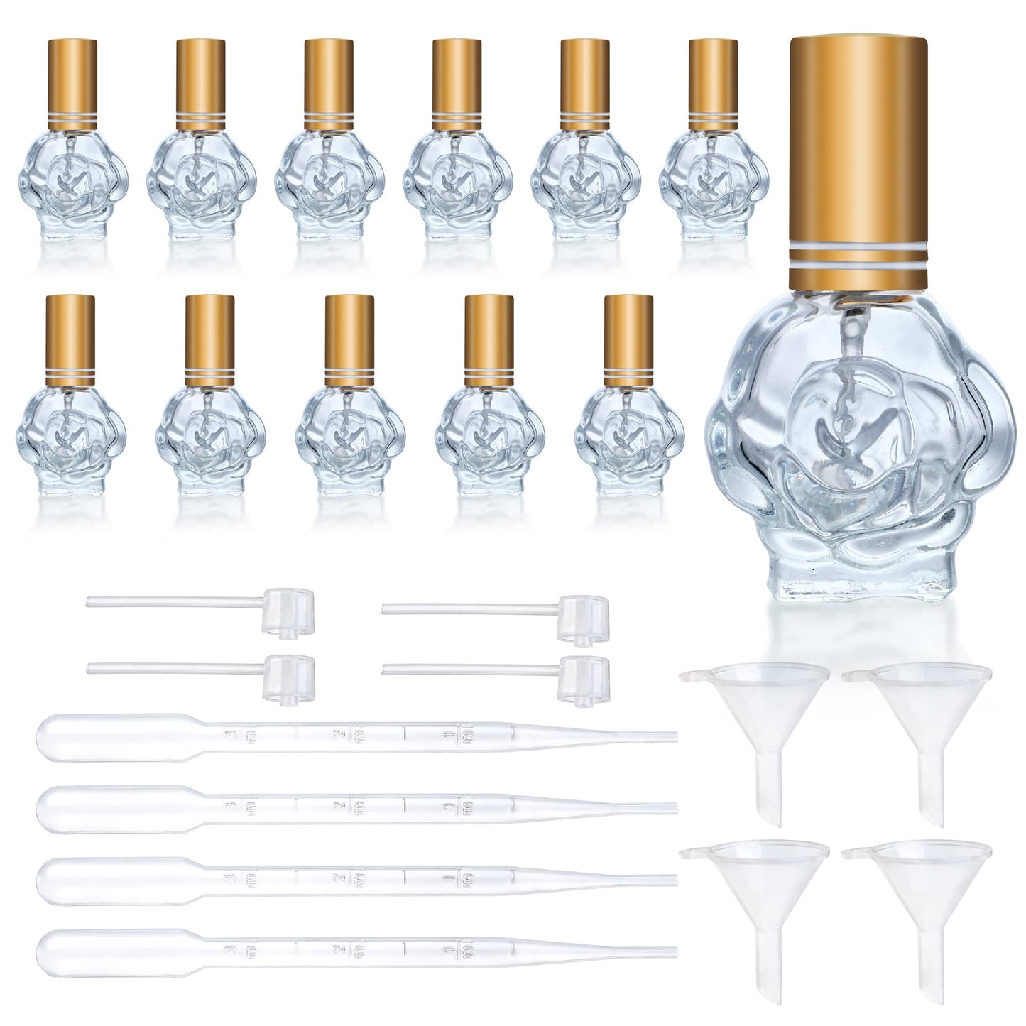 YU FENG 12pcs 10ml Glass Perfume Bottles Empty Atomizer Refillable Glass Spray Bottle With Funnels Pipettes Dispensers Portable Fragrance Bottle for Travel