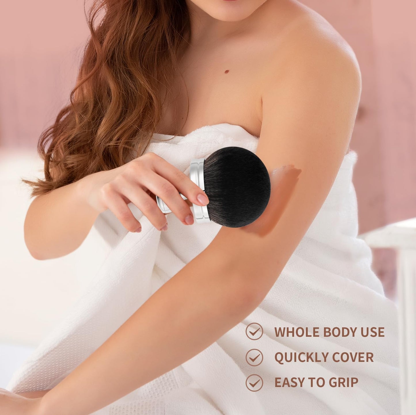 docolor Extra Large Body Makeup Brush for Self Tanner, 3 Inch Width Self Tanning Kabuki Brush, Soft Synthetic Hair, for Foundation, Bronzer, Sun Blocks, Powder, Face and Body