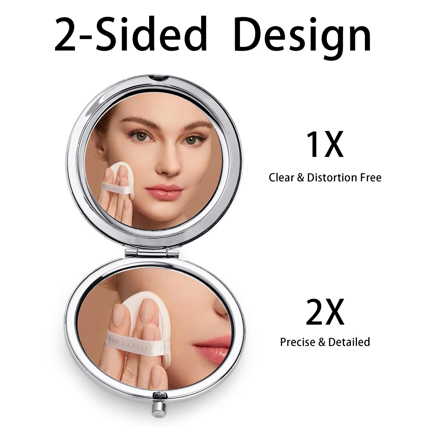 QUSTGO Compact Mirror, Pocket Travel Makeup Mirror for Purse, Metal Round Shell, 2-Sided 1X/2X Magnifying, Portable, Folding, Handheld, Silver, 18 Pack