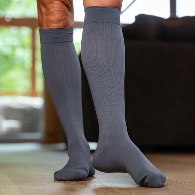 Medical Grade Compression Socks for Men & Women 15-20 mmHg by OrthoSleeve (Navy, Medium)
