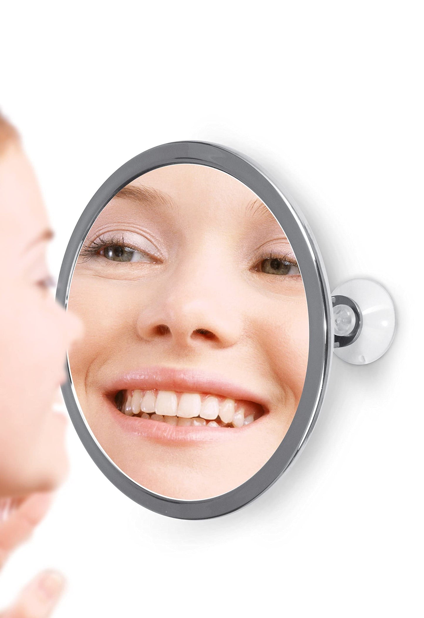 6" Suction Mount Mirror - 5X Magnifying Vanity Makeup Mirror with 3-Point Super Suction, Pivoting, Rotating and Locking Suction