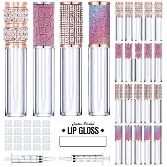 AMORIX 20 Pcs Empty Diamond Lip Gloss Tubes with Wand 5ml for DIY Lipgloss