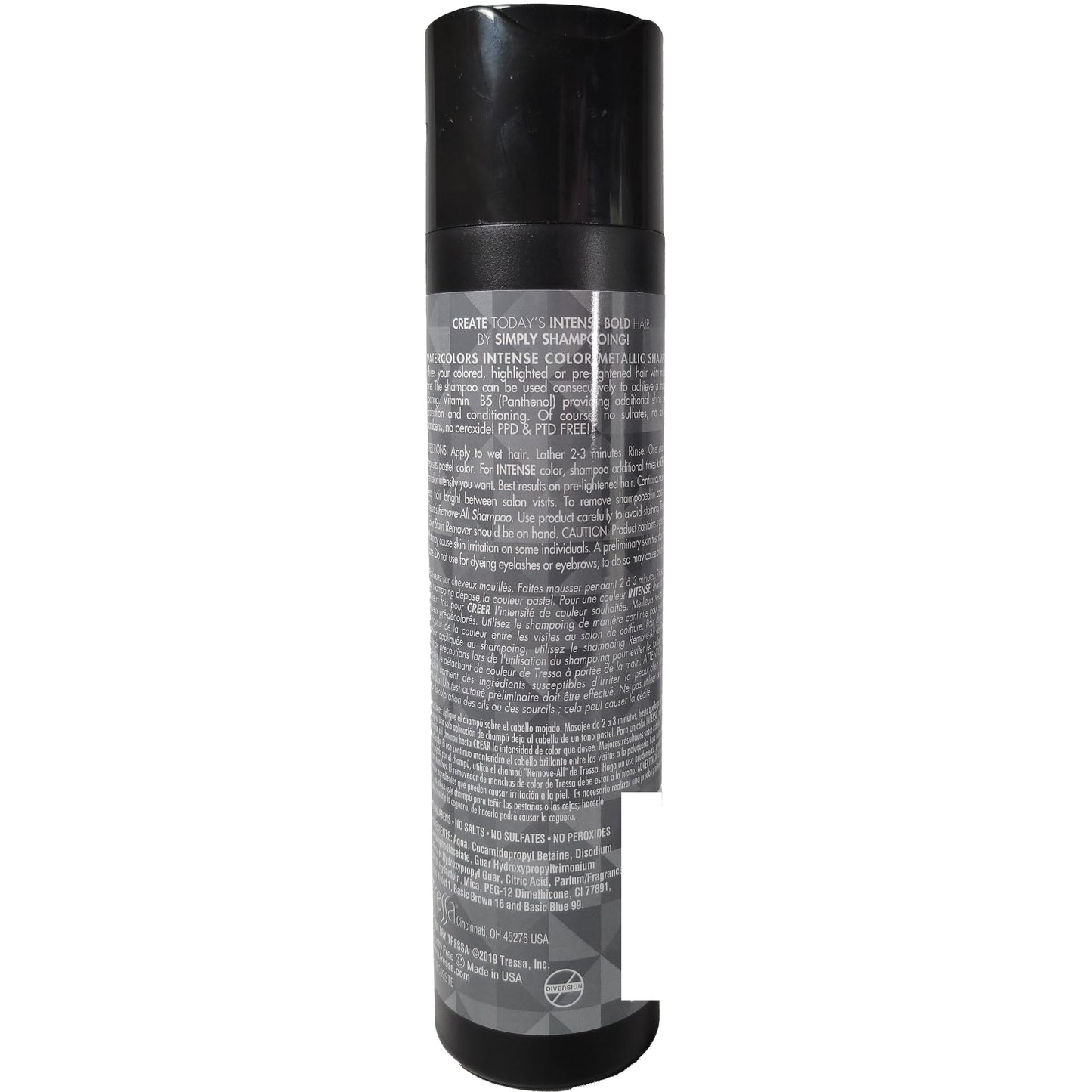Watercolors INTENSE METALLIC Semi Permanet Color Depositing Shampoo-Sulfate & Paraben Free to Maintain & Enhance Hair Color 8 fl oz - STEEL