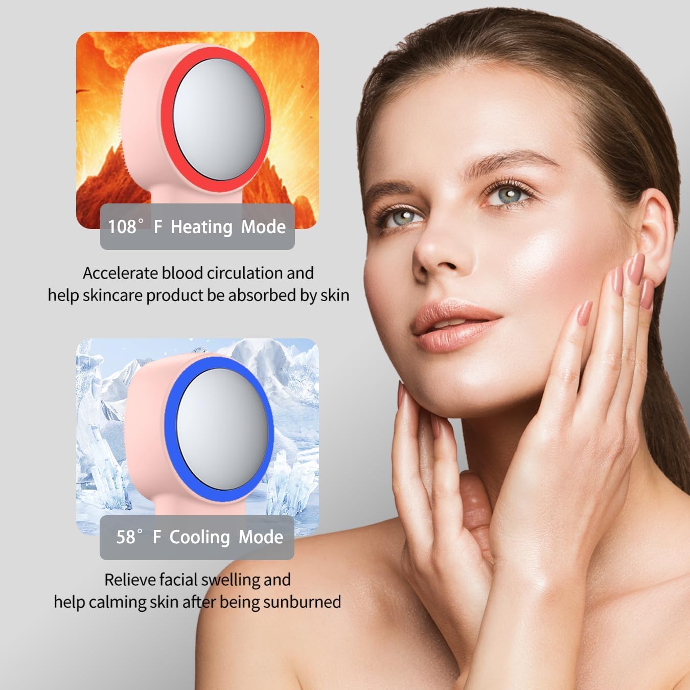 Facial Cleansing Brush – Rechargeable Electric Face Scrubber with 3 Modes, Soft Silicone Cleanser Brush for Men & Women, Waterproof Face Brush for Deep Cleansing & Exfoliating (Pink)