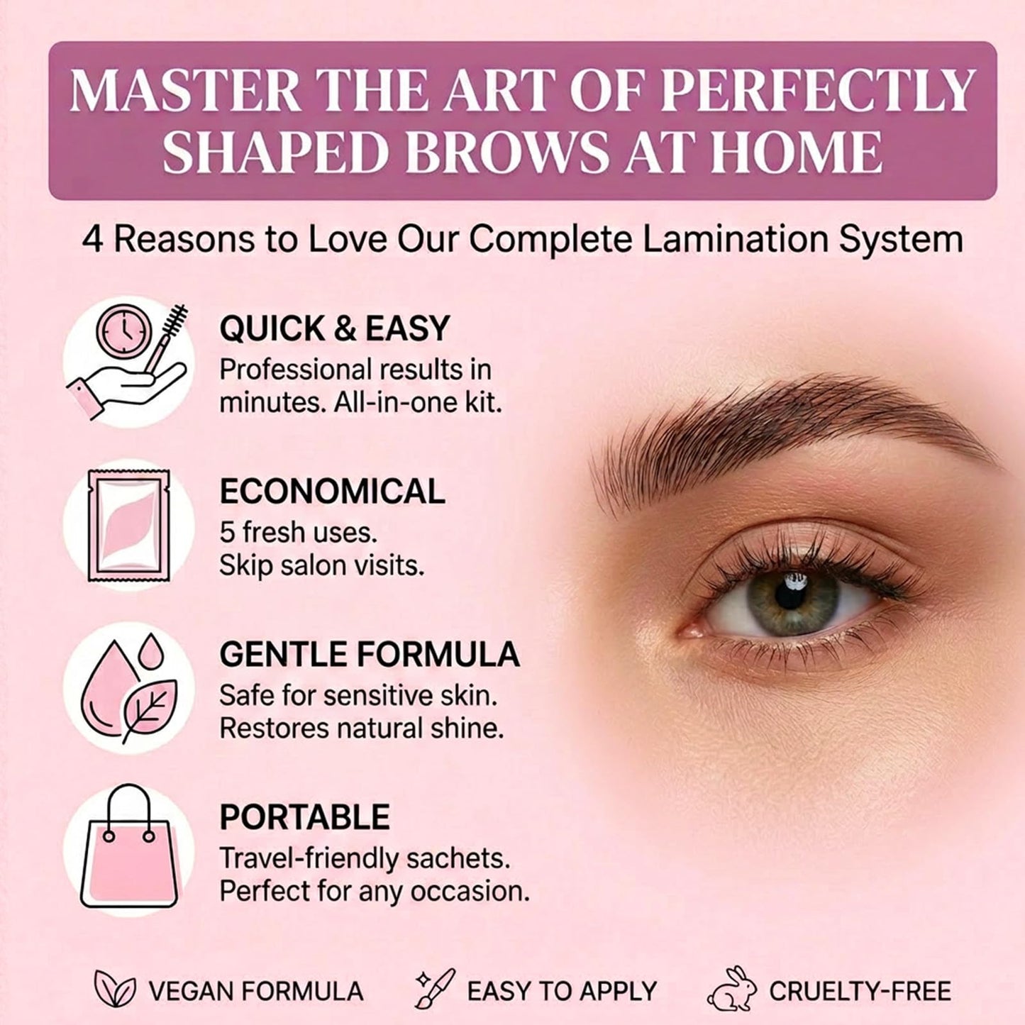 Brow Lamination Kit, Lift & Set Your Brows for a Fuller, Thicker Look, 6–8 Weeks Long-Lasting Eyebrow Lift Kit for Easy At-Home Use, Up to 5 Applications