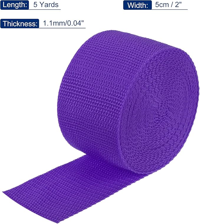 MECCANIXITY Lightweight Polypropylene Webbing Strap 2" 5 Yard Backpack Strapping Band Dark Purple for Outdoor Luggage Cargo Straps