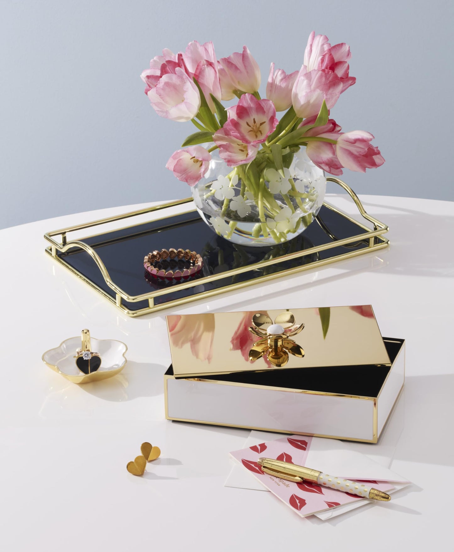 kate spade new york Make It Pop Glass Vanity Tray, Navy