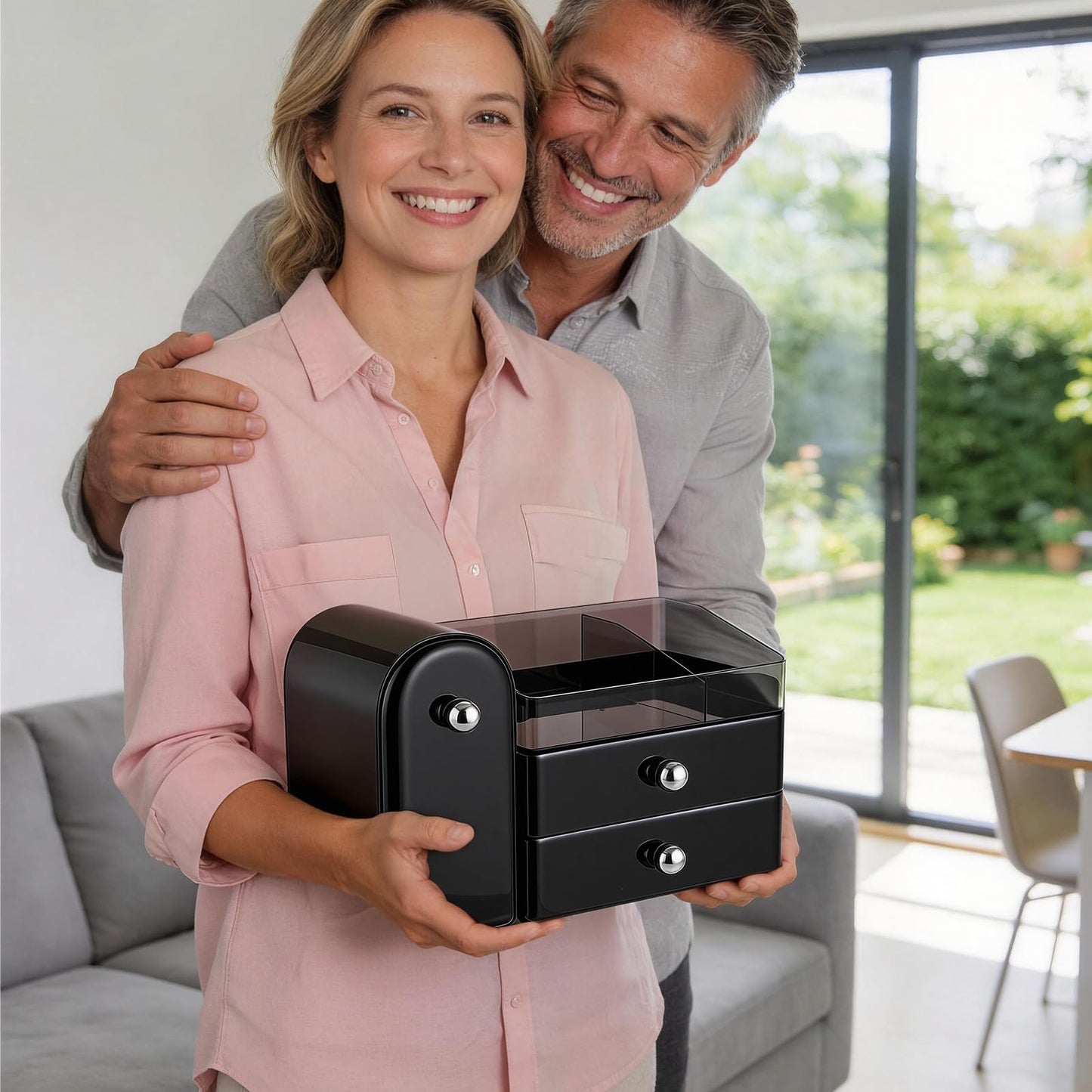 TRQWRO Makeup Organizer,Vanity Organizer with Makeup Brush Holder,Large Skincare Organizers with Drawers,Bathroom Countertop Organizer,Storage Lipstick,Perfume,Nail Polish,Beauty,Gifts for Woman
