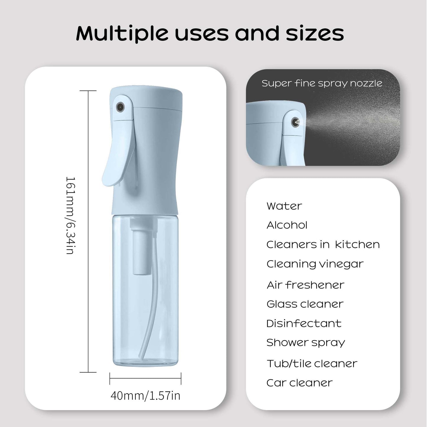 Spray Bottle for Hair, 2 Pack 95ml Small Continuous Water Mist Spray Bottle, Ultra Fine Mist for Face, Hairstyling, Salon, Cleaning, Toners, Hydration & Makeup, Travel Size Leak-Proof Bottles Blue