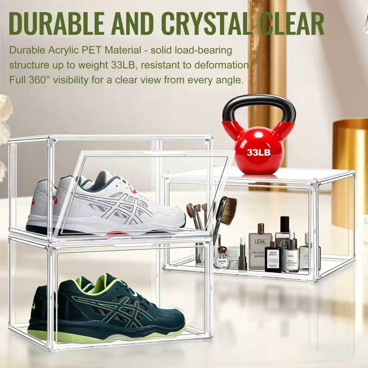 DAYOOH Clear Acrylic Shoe Box Size 14, Stackable Everyday Footwear Storage