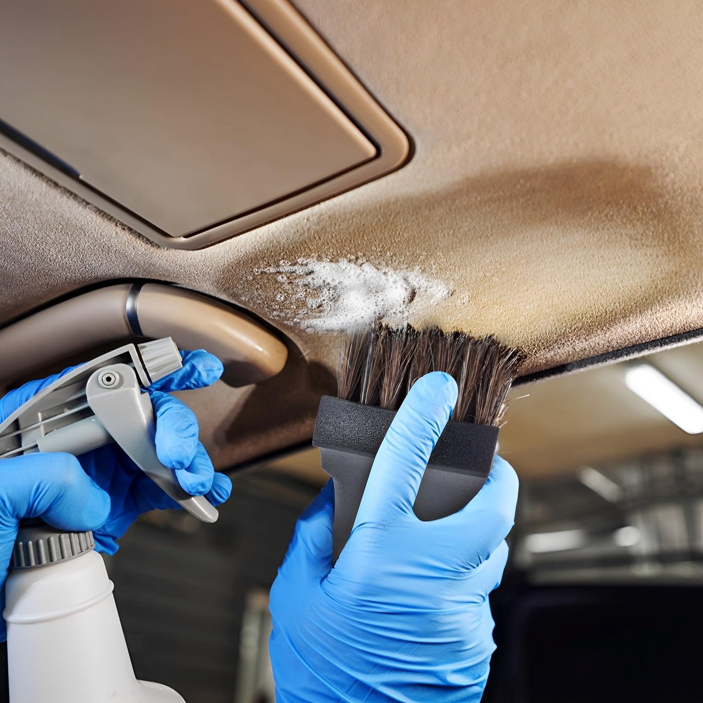 Wiojtry Upholstery Brush, Upholstery Brush Set, Leather Cleaning Brush, Carpet Brush Car Cleaning Brush, Long Bristle Horse Hair Car Cleaning Brush for Car Interior Leather Seat and Home Furniture