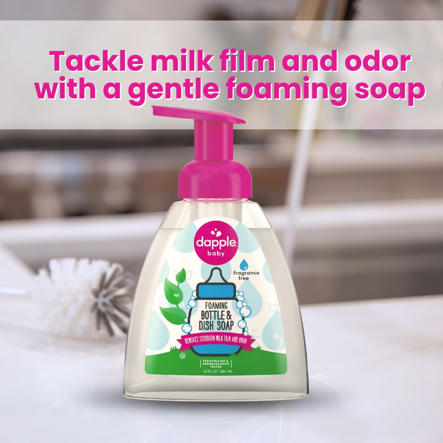 Dapple Baby Fragrance-Free Foaming Baby Bottle & Dish Soap - (3 Pack) 13 fl oz - Plant-Powered Cleaner for Bottles, Pump Parts, and Sippy Cups