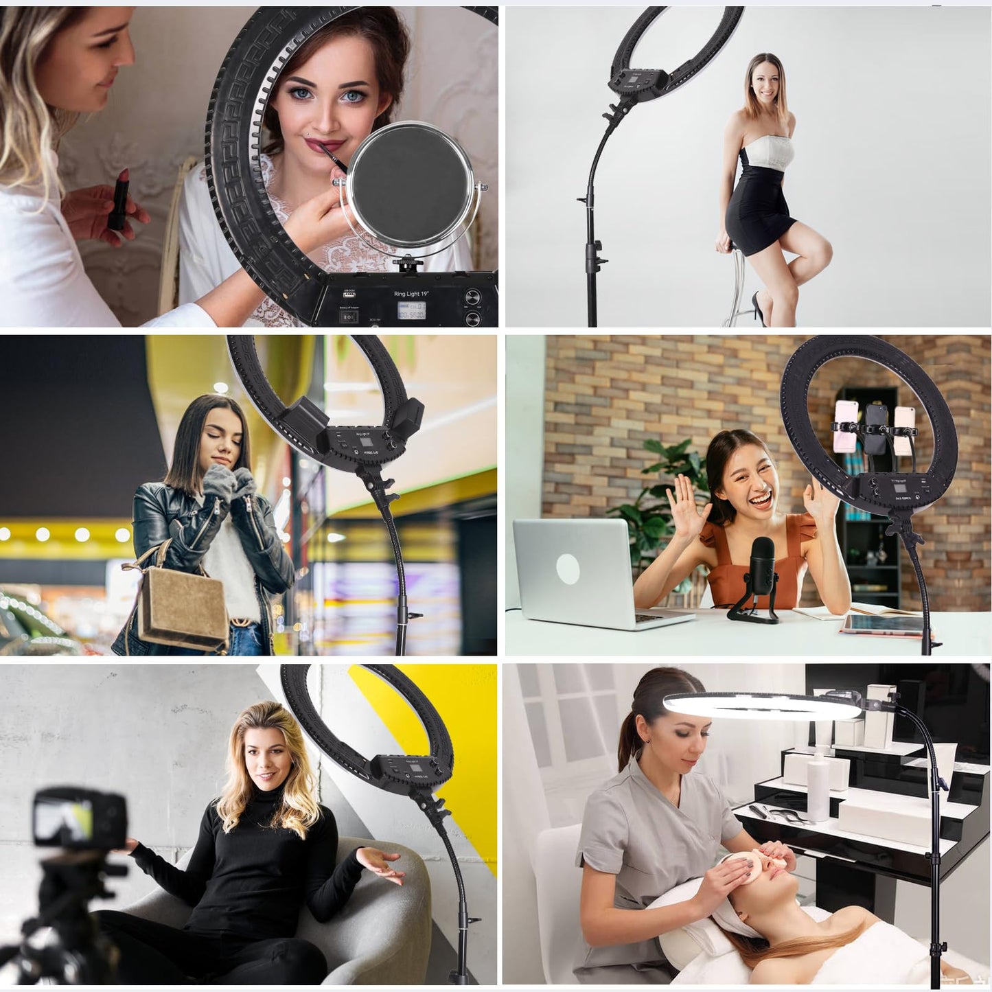 FEIFANTEAM 19 inch LED Ring Light Kit for Studio Portrait Photography, YouTube Video Recording, Live Streaming, Eyebrow Tattooing, Eyelash Beauty, Beauty Makeup and Lighting