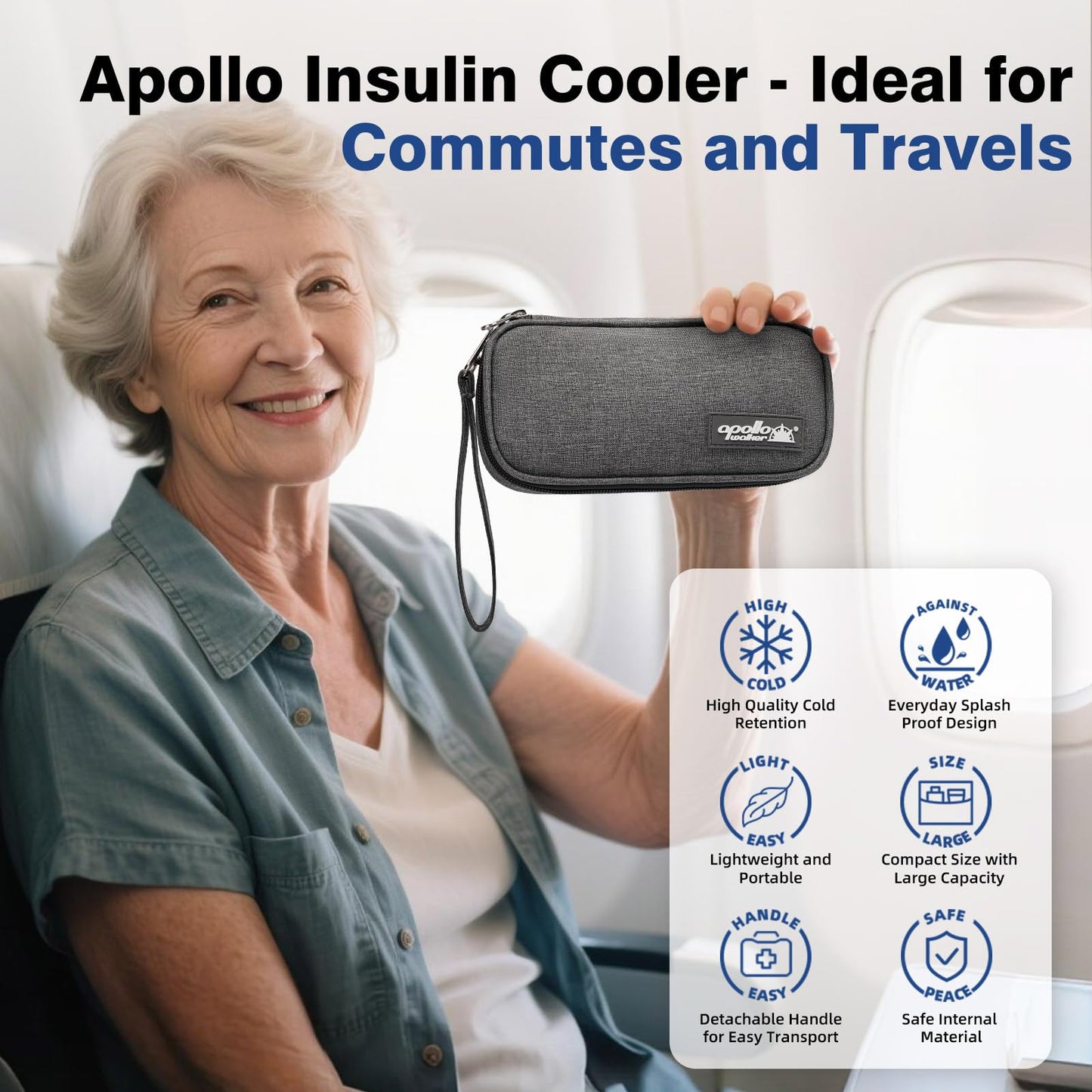apollo walker Insulin Cooler Travel Case Diabetic Medication with Ice Packs and Insulation Liner insulin cooler travel case tsa approved