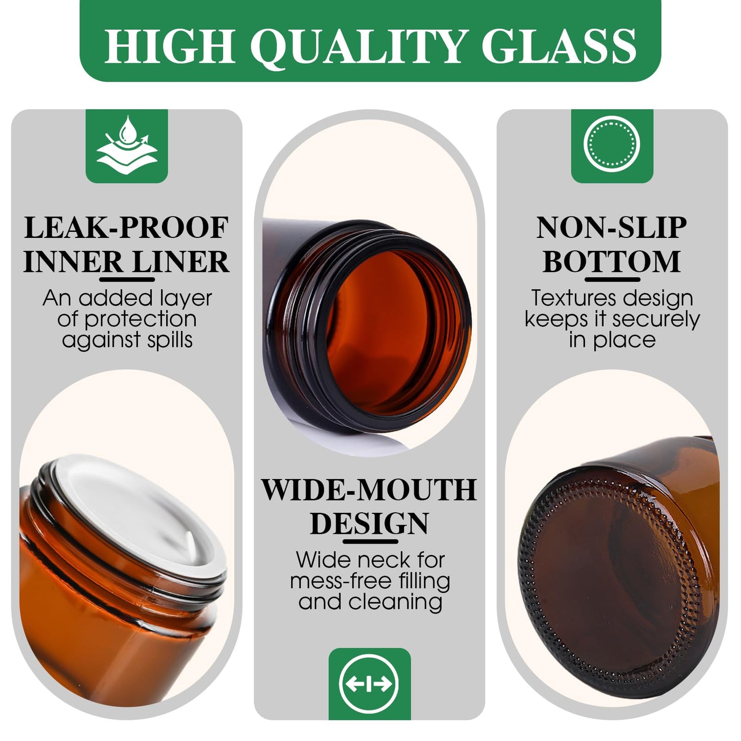 4 oz Glass Jars with Lids, 4 Pack Clear Small Glass Jars with Black Lids Leakproof Airtight Empty Cosmetic Travel Containers with Inner Liners For Lotions Body Scrub, Candle Making