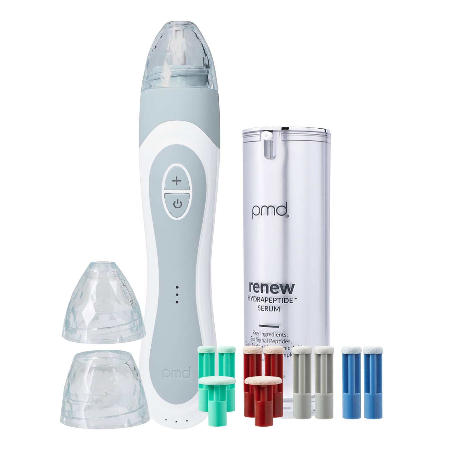 PMD Beauty Personal Microderm Elite Pro - At-Home Use, Facial Exfoliator Tool, Microdermabrasion Machine Kit for Face and Body Skincare, London Fog Grey + Serum