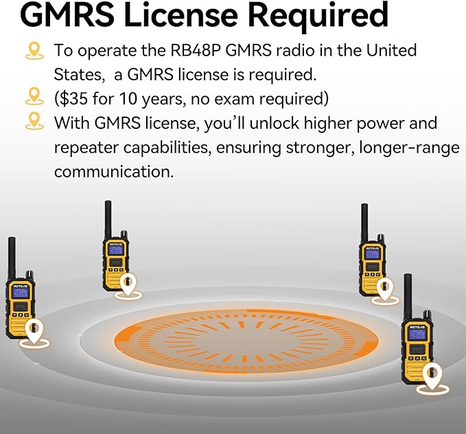 Retevis RB48 Plus Heavy Duty Walkie Talkies with Earpiece, IP67 Waterproof Two Way Radios, Long Range 2 Way Radio, Group Call, VOX, SOS, NOAA (4 Pack)