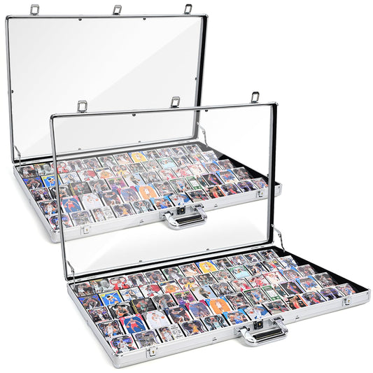 2 Pcs Trade Show Display Case – 34"x22" Large Aluminum Locking Tabletop Showcase for Trading Cards, Sports Cards, TCG, Jewelry – Lightweight & Portable for Exhibitions, Conventions, and Collectibles