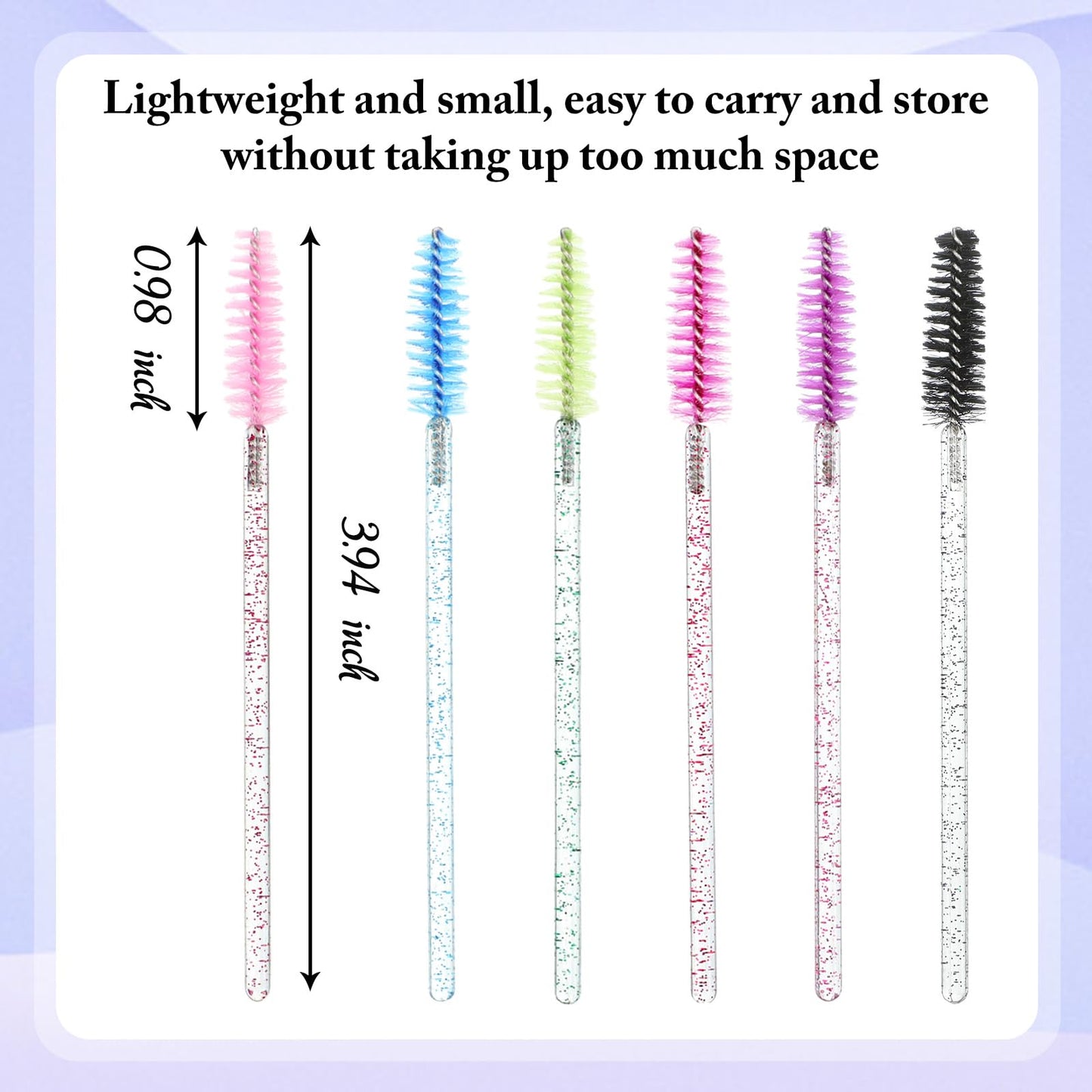 Skylety 1000 Pcs Disposable Mascara Wands Bulk Eyelash Brush Spoolies Makeup Applicator Eyelash Wands for Eye Lash Extension, Eyebrow Comb, 3.9 x 0.2 x 0.3 Inch(Glitter,Colorful)
