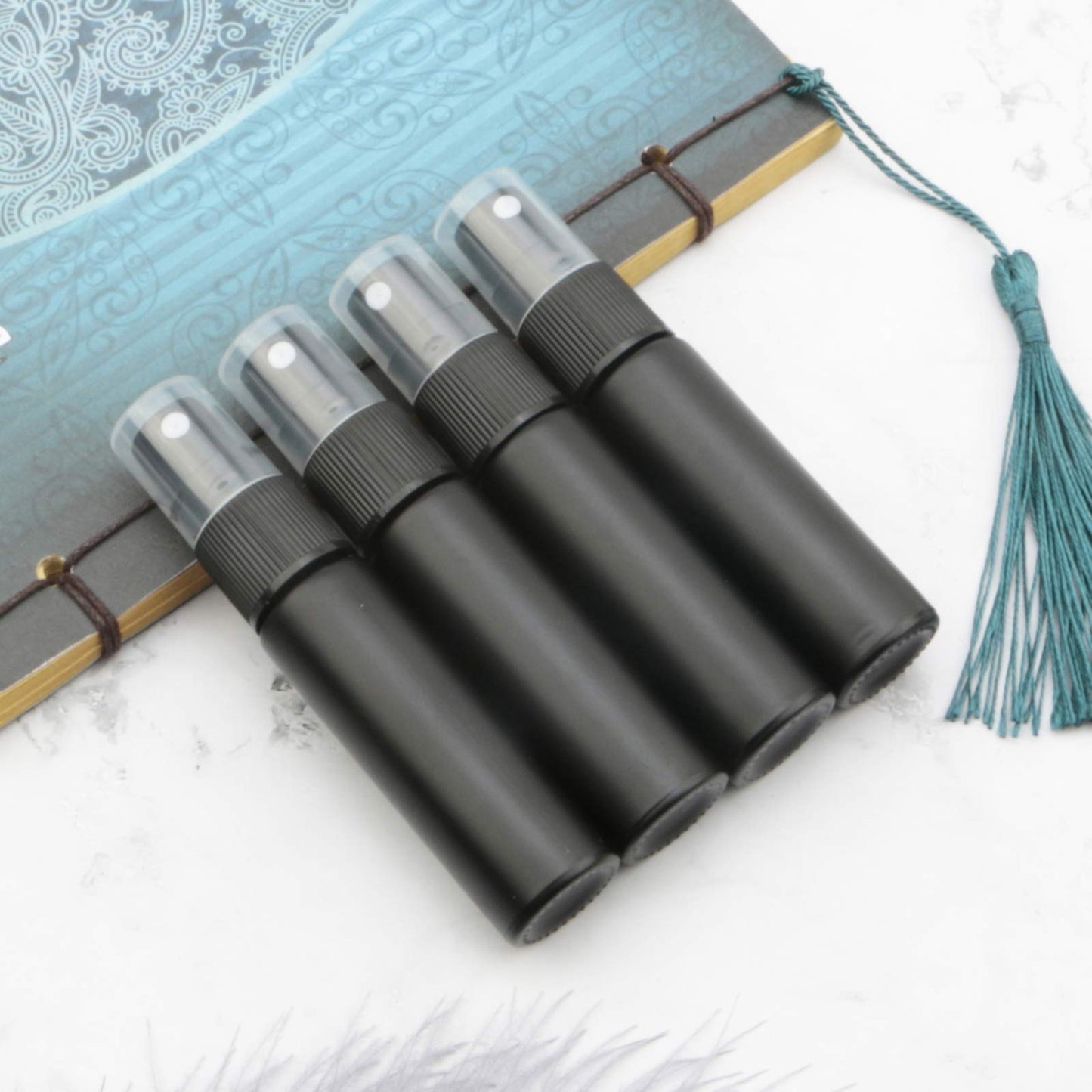 Kesell 10Pcs 10ml Spray Bottle Frosted Fine Mist Spray Bottle Refillable Perfume Atomizer Small Black Bottle Portable Sample Cosmetic Container for Travel