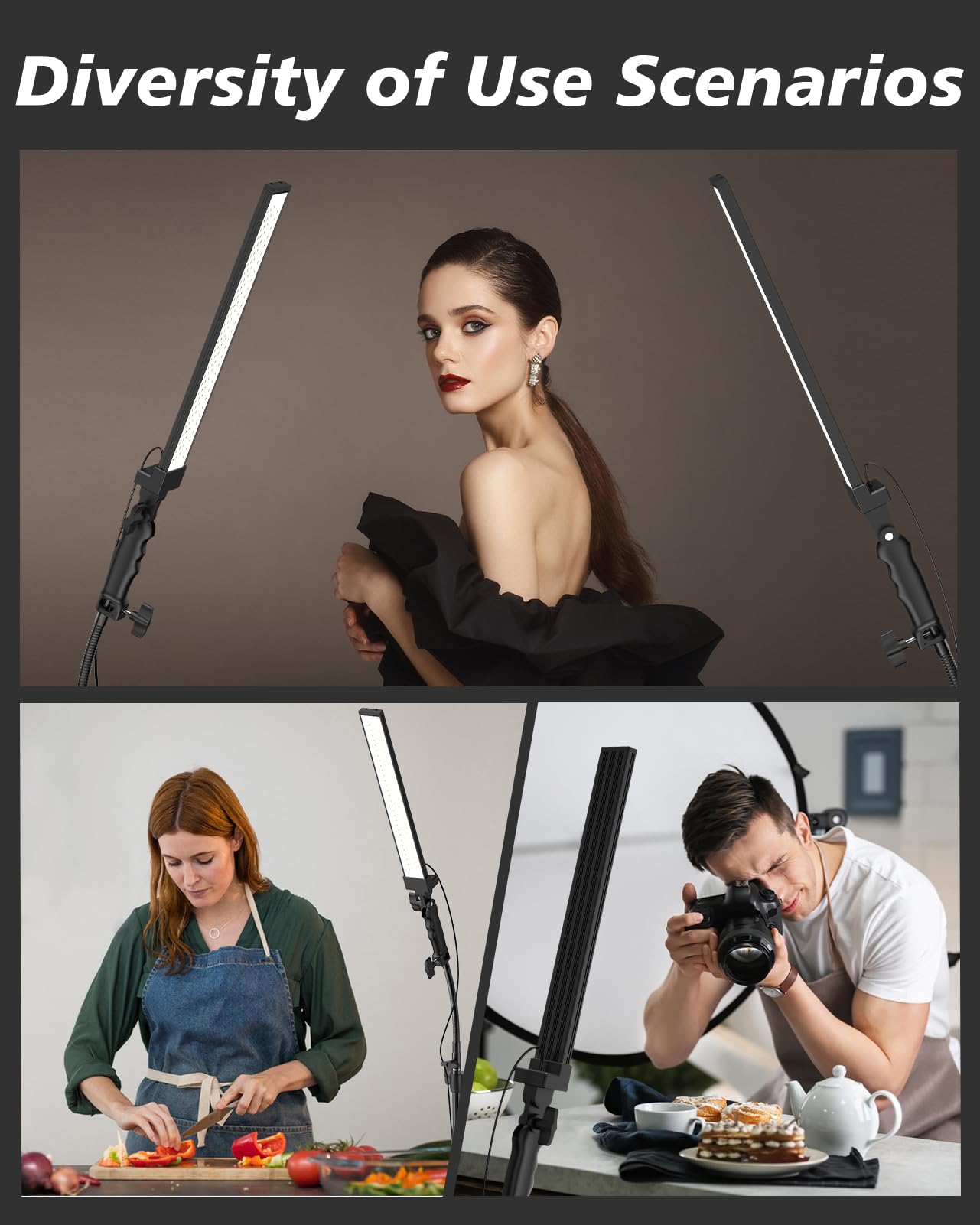 Photography Lighting Kit with Stand & Flexible Soft Tube - 180° Adjustable LED Studio Fill Light, 2M Tripod Stand, 5500K Daylight for Barber, Tattoo, Makeup & Content Creator Photo Video Lighting