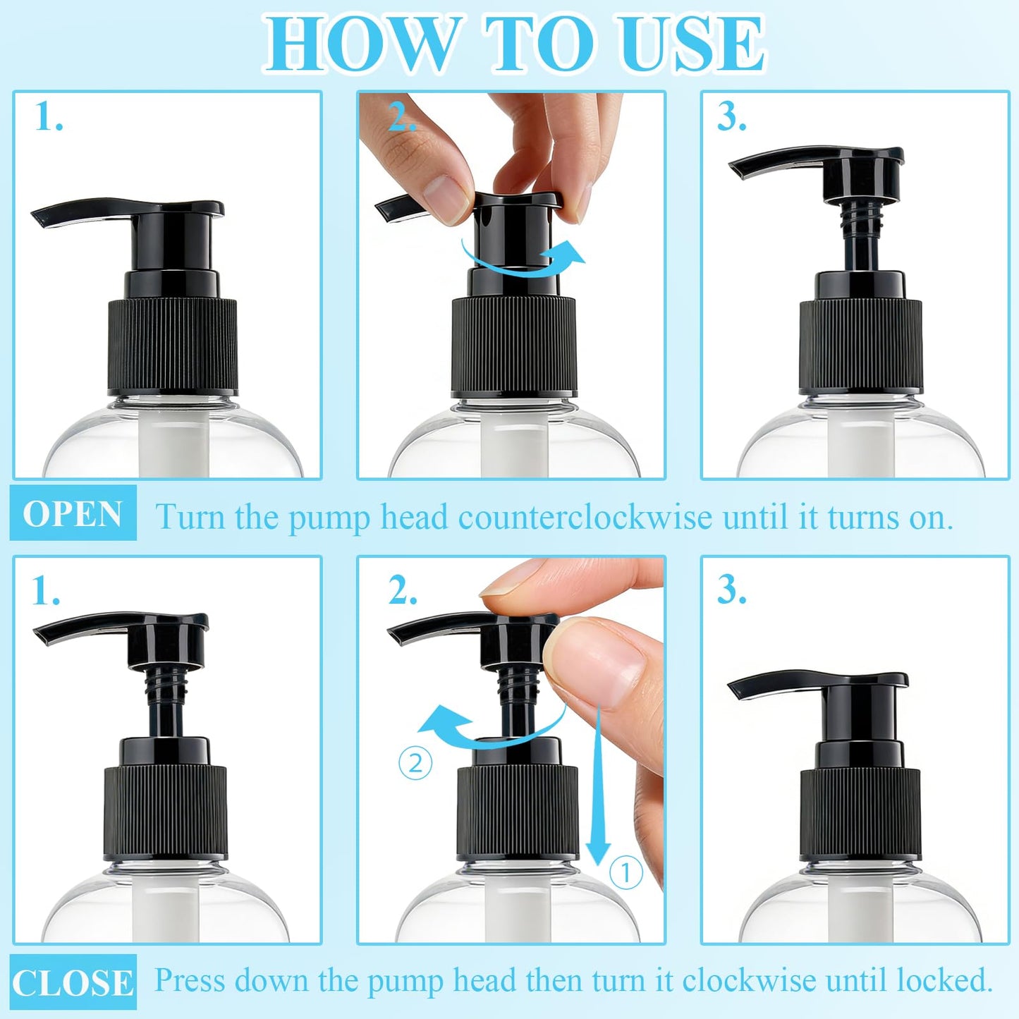 48 Pcs 8oz Empty Plastic Pump Bottle Dispenser Refillable Clear Travel Container for Shampoo Body Wash Lotion Liquid Hand Soap Essential Oil