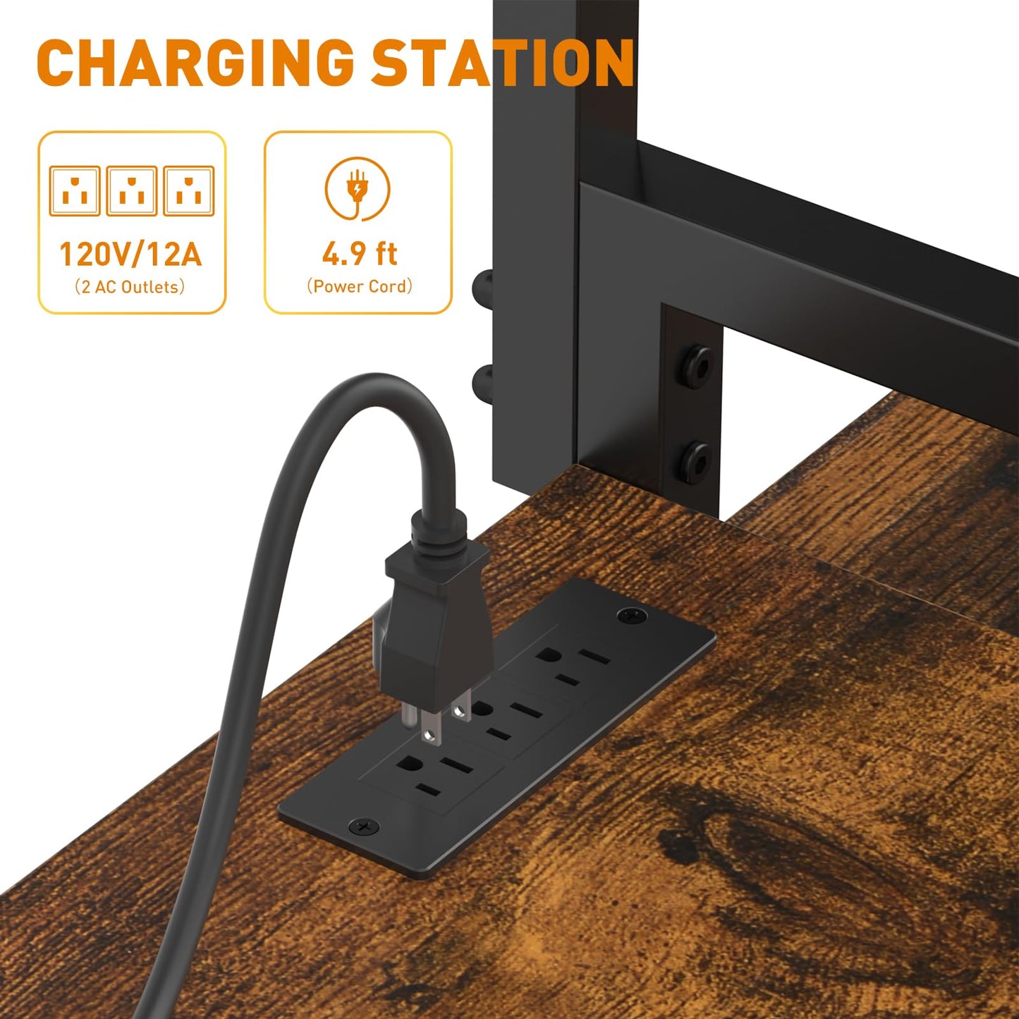 ikkle 3D Printer Table with Filament Storage Rack, Heavy Duty 3D Printer Stand with Power Outlet, 4-Tier 3D Print Desk & Filament Organized for Home Offices, Workshop, Studio (Brown)