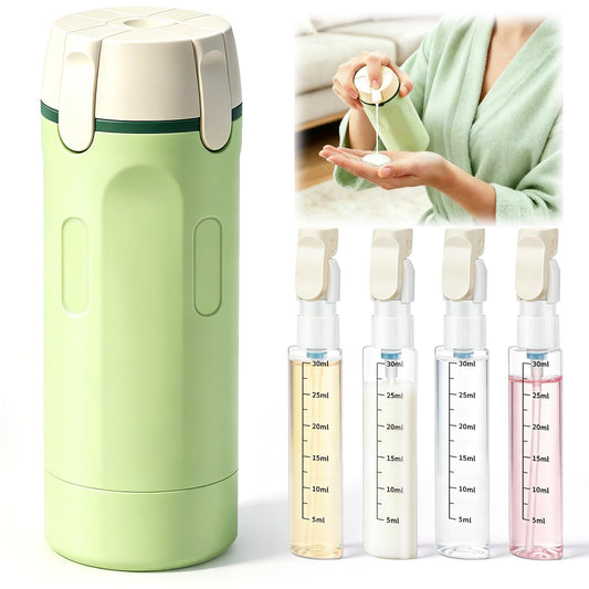 CLRDZN 4 in 1 Travel Dispenser Bottle, 4 Pack 30ML Travel Bottles for Toiletries, 4 in 1 Travel Dispenser with Label, Leakproof & TSA Approved Portable Containers for Shampoo Lotion Conditioner Cream